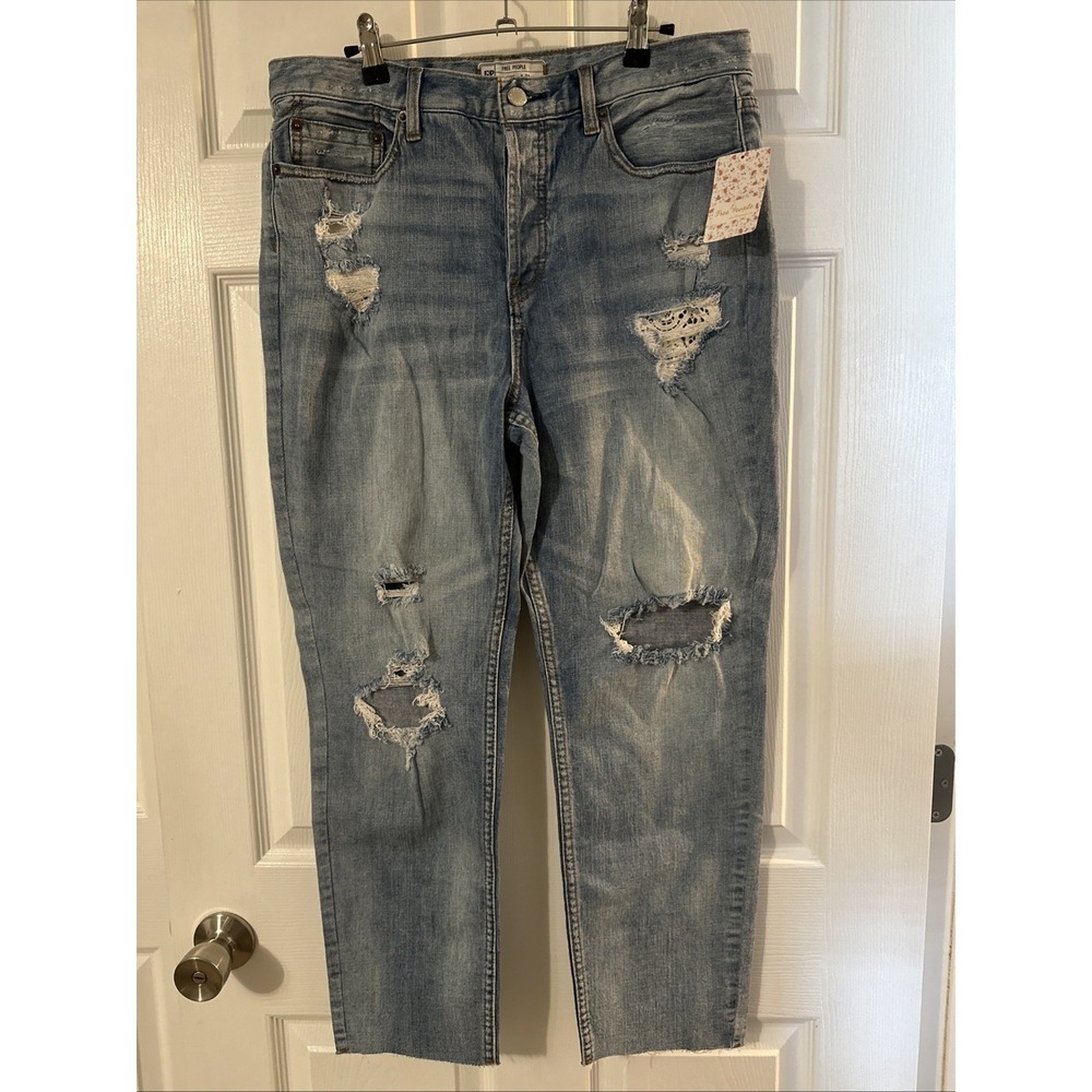 Free People Jeans Womens 31 High Rise Baggy Straight Button Fly New With Tags
